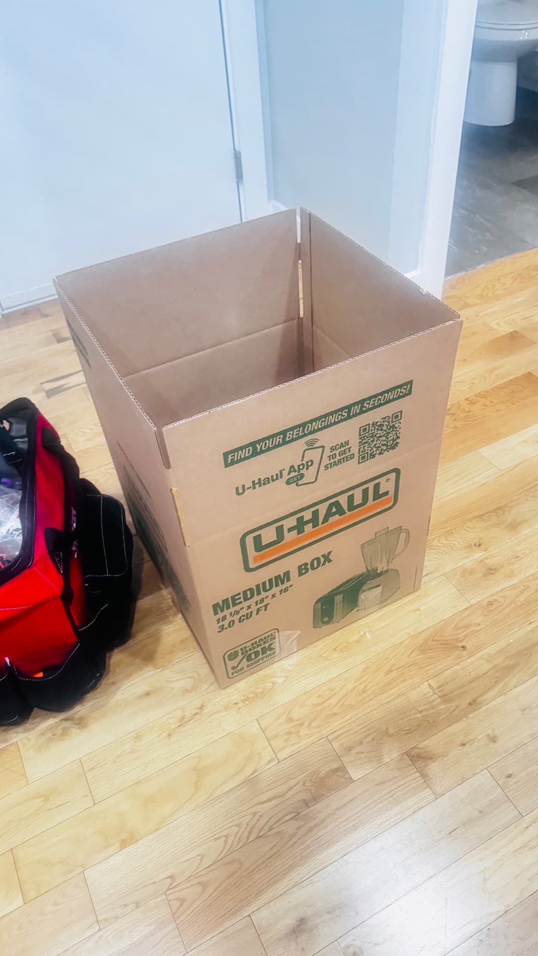 Assembled moving box ready for packing